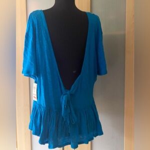 NWTs Deep Sea Blue Open Back Top, Size Large